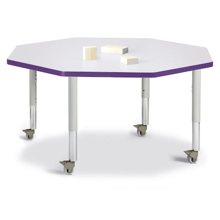 Jonti-Craft Berries Octagon Activity Table, 48 in. x 48 in., Mobile, Freckled Gray/Purple/Gray 6428JCM004